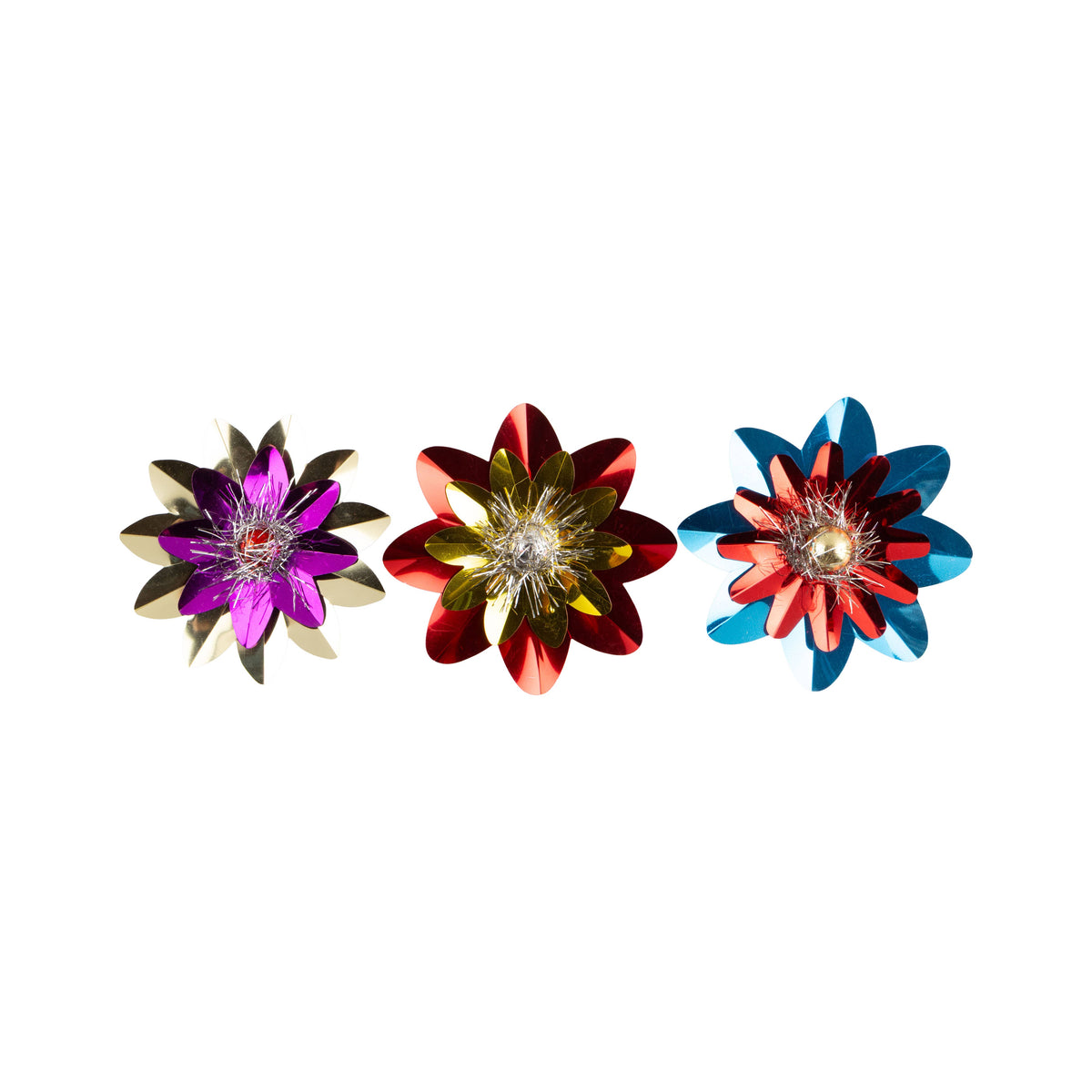 A17774:3 Asst'd multicolored starburst clip, flower 4.25
