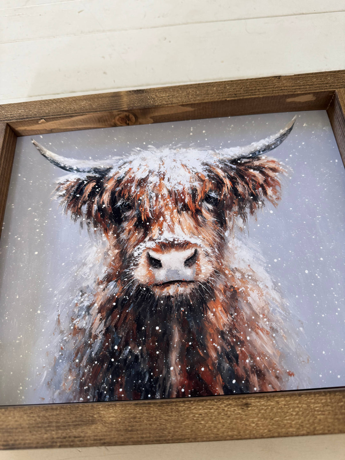 Winter highland cow print: Dark Walnut / 17x13