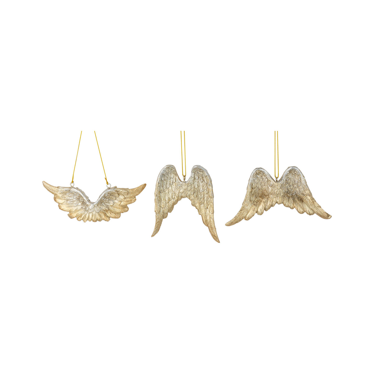 A73405:3 Asst'd white,gold/silver foil resin angel wings
