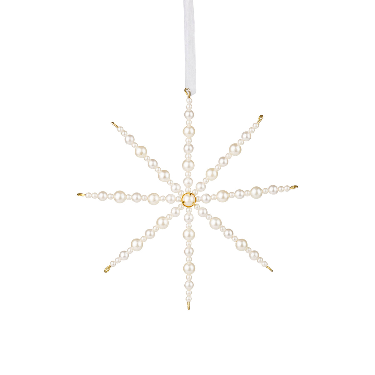 A80481:Acrylic pearl sflake orn on gold metal setting 6.7