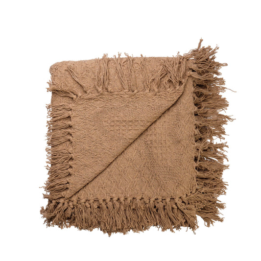 Cotton Throw - Taupe/Beige