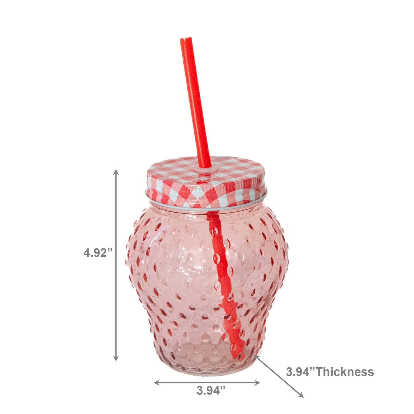Glass Strawberry Cup with Straw