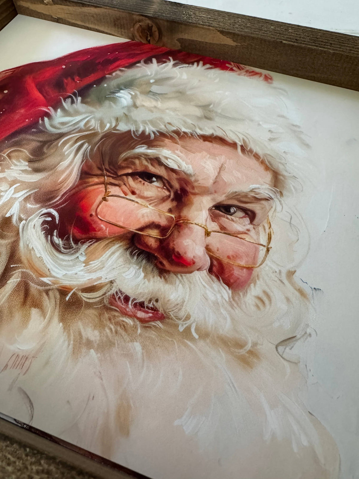 Smiling Santa print: Dark Walnut / 11x9