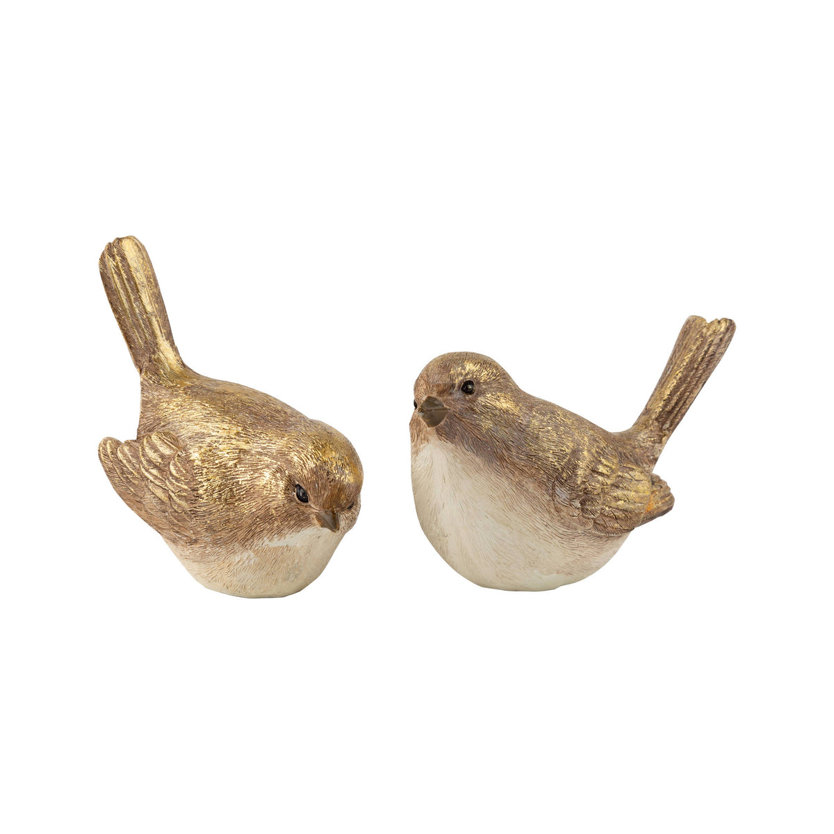 A73414:2 Asst'd painted resin bird table pieces,white,bei