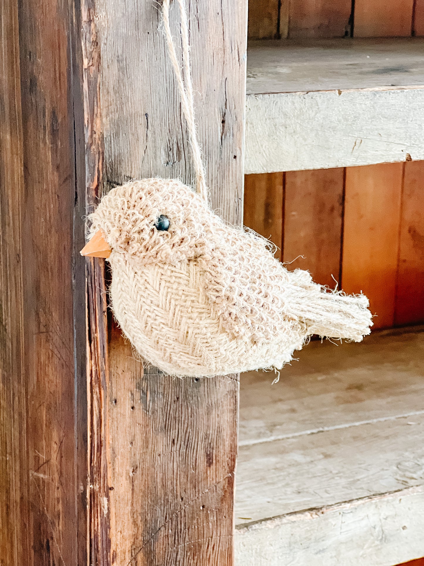 Burlap Bird Ornament