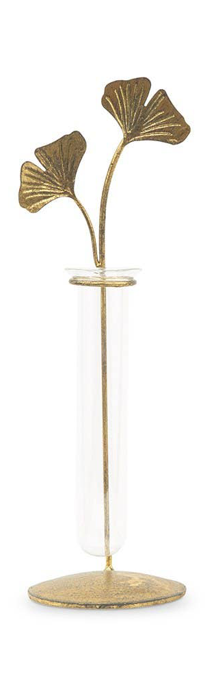 Gold Leaf Glass Flower Vase