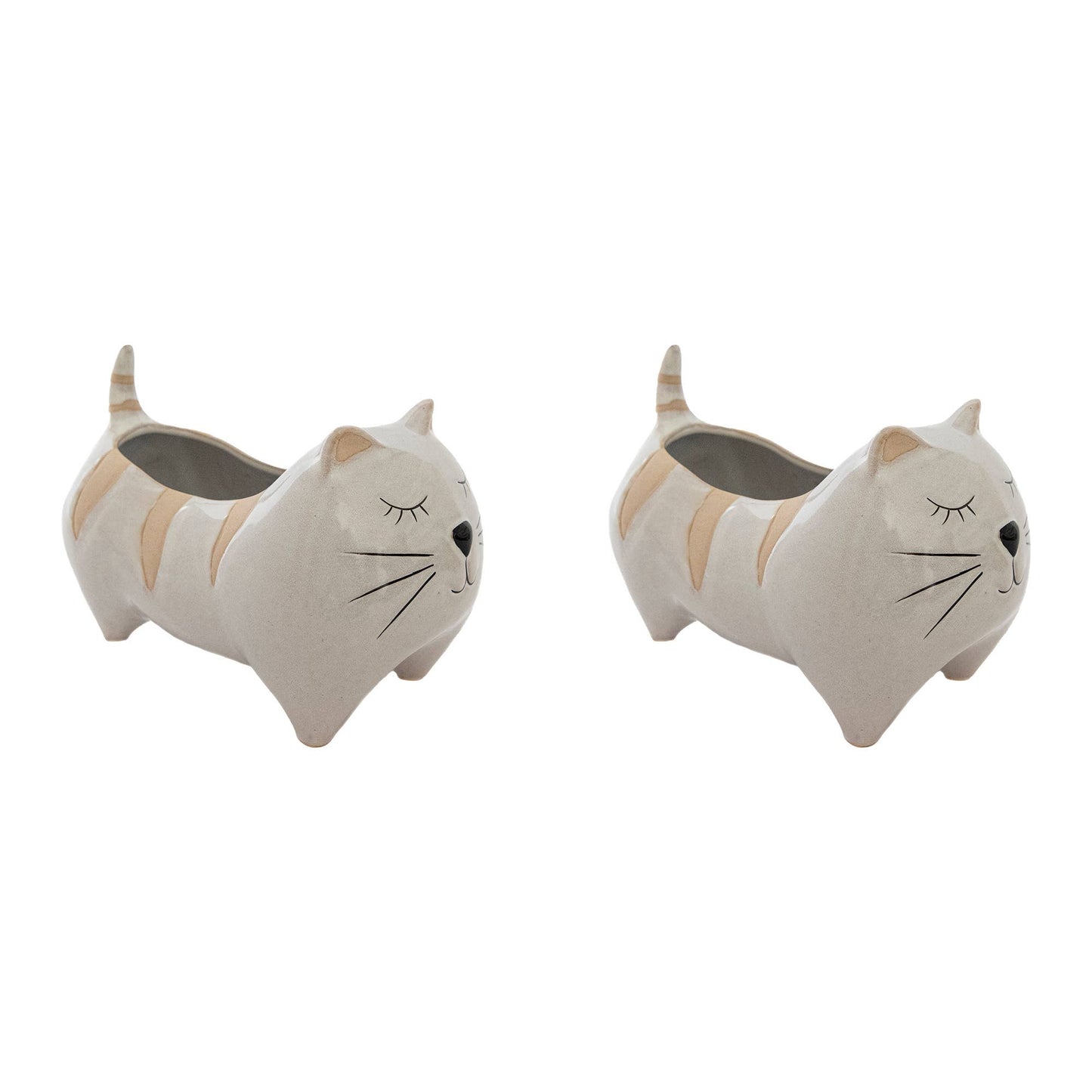 Ceramic Planter - Cat with Stripes