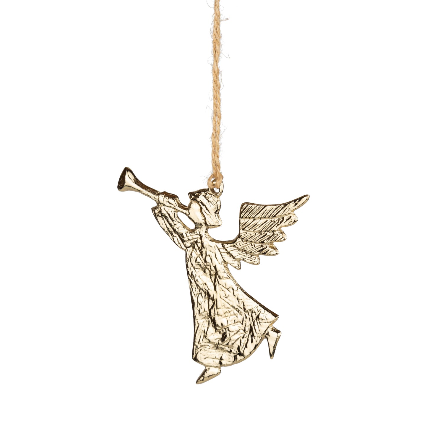 Gold Metal Angel Ornament - 3.5”