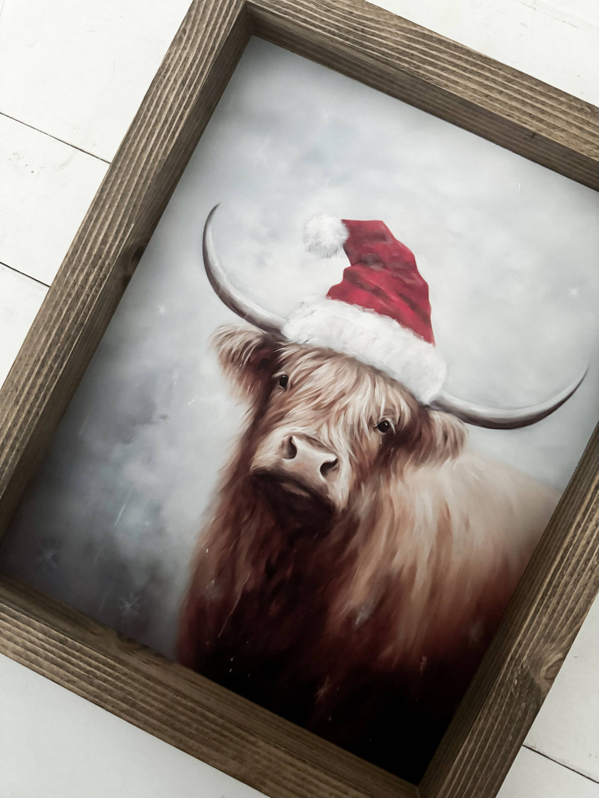 Christmas Highland Cow: Dark Walnut / 9x11