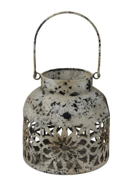 Cream/Rust Colour Metal Lantern 12”