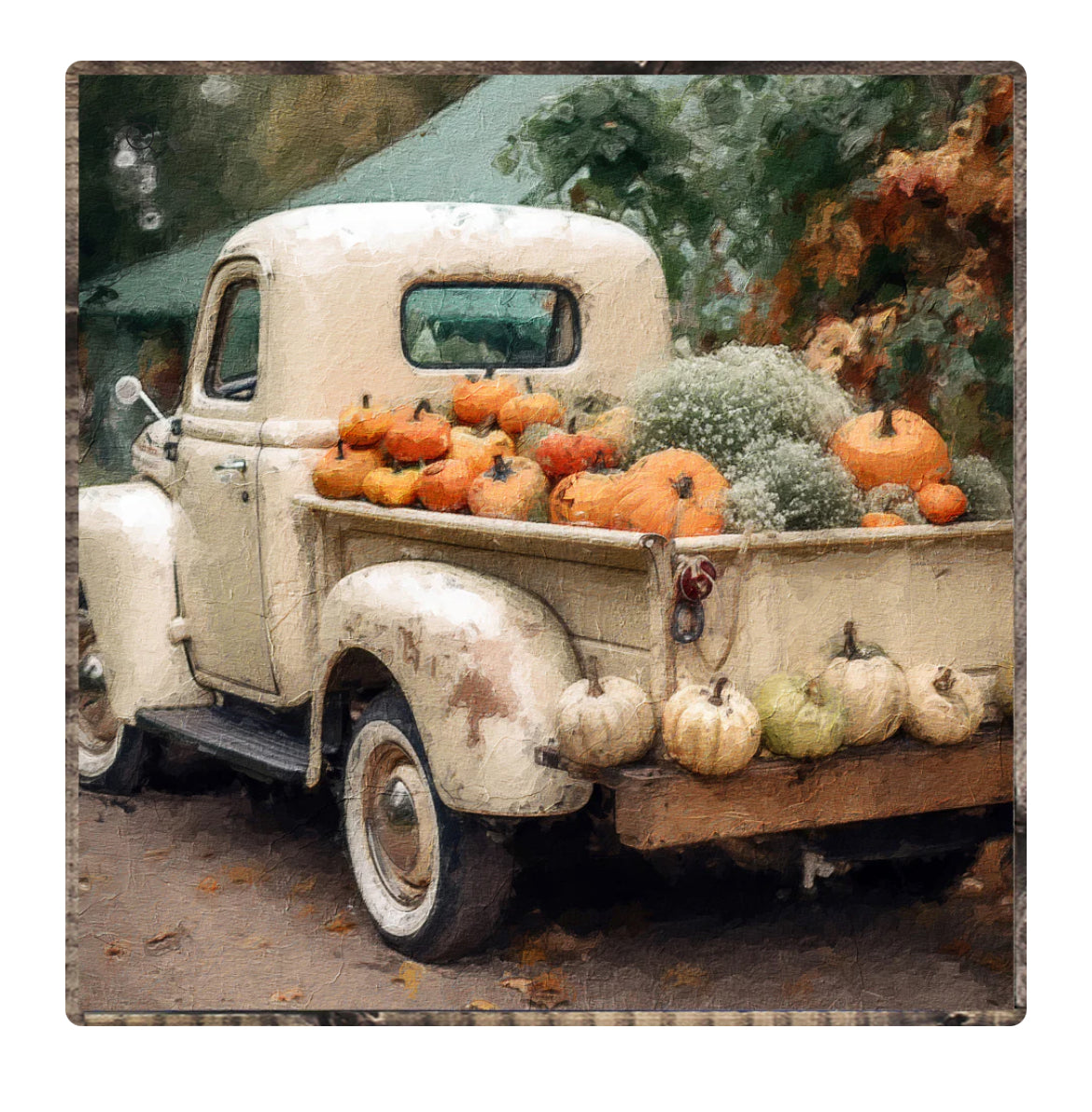 White Truck with Pumpkins