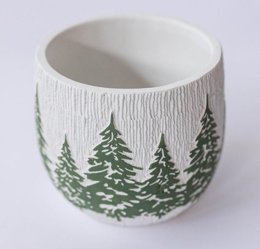 Ceramic Flower Pot with Trees