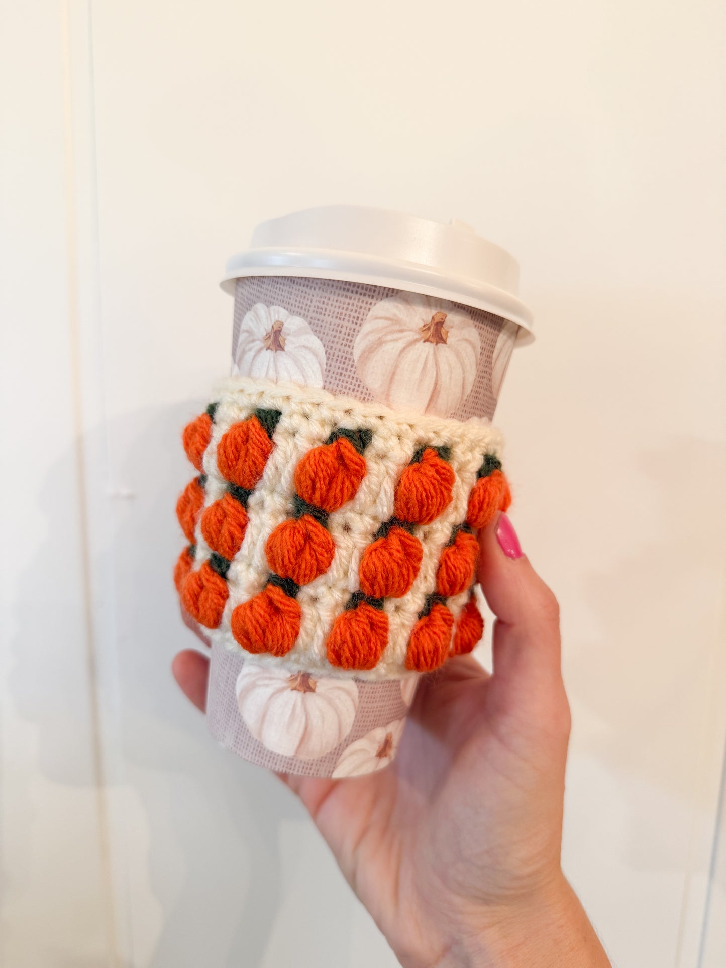Crocheted Pumpkins Cup Sleeve