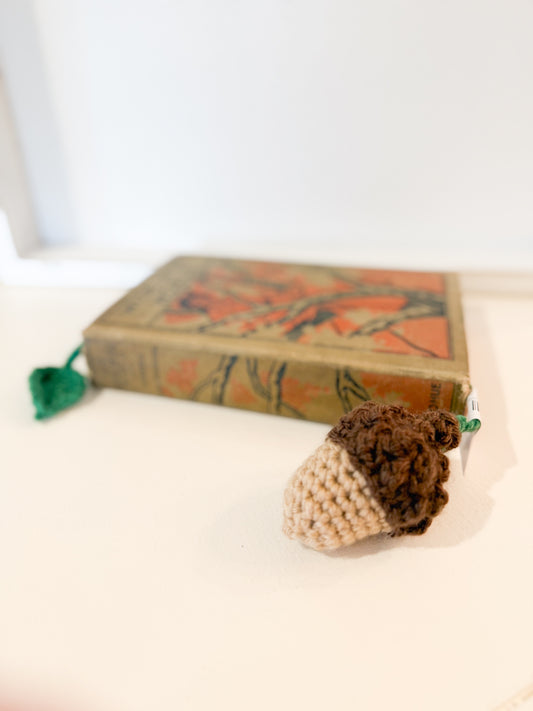 Crocheted Acorn Bookmark