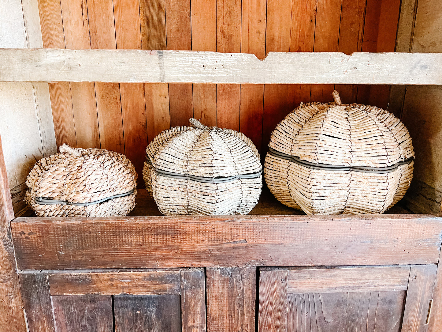 Corn Husk Pumpkins - Set of 3