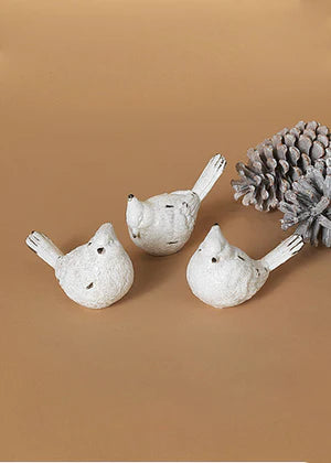 White Cardinal Birds 4.3” (Set of 3)