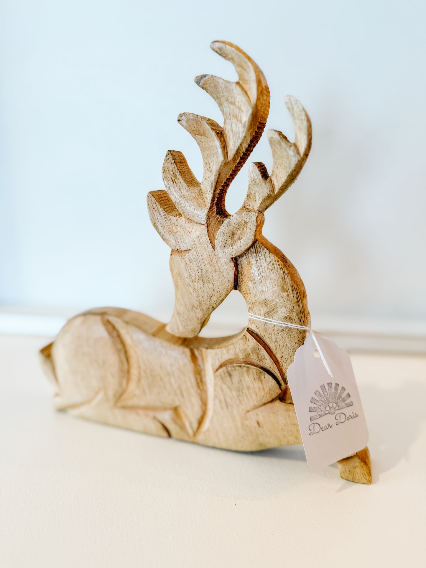Natural Wooden Deer - Lg