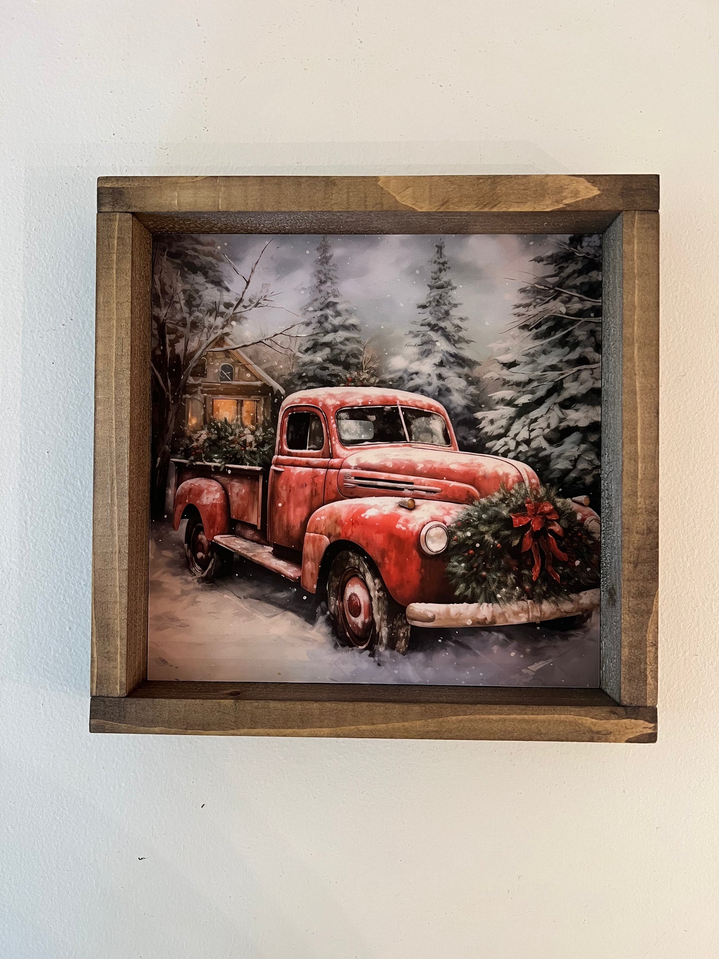 Red Christmas Truck Framed Print