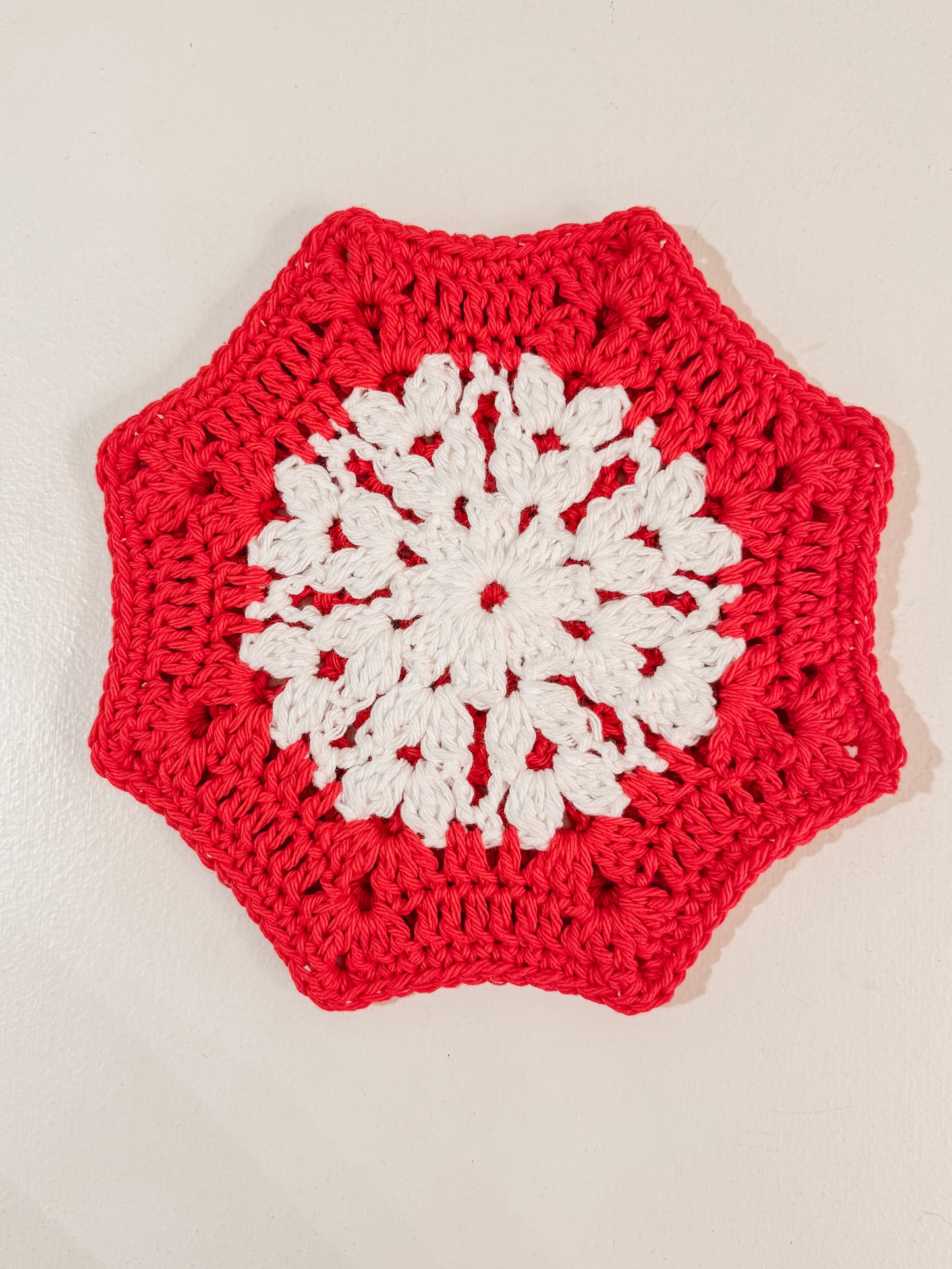 Crocheted Red Holiday Hot Pad