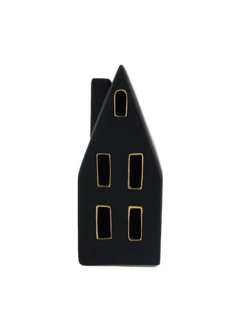 Black Ceramic House SM w LED