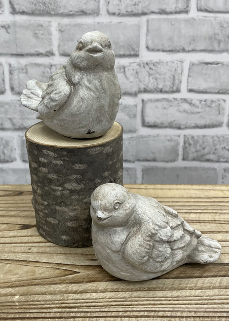 Grey Cement Birds - Set of 2