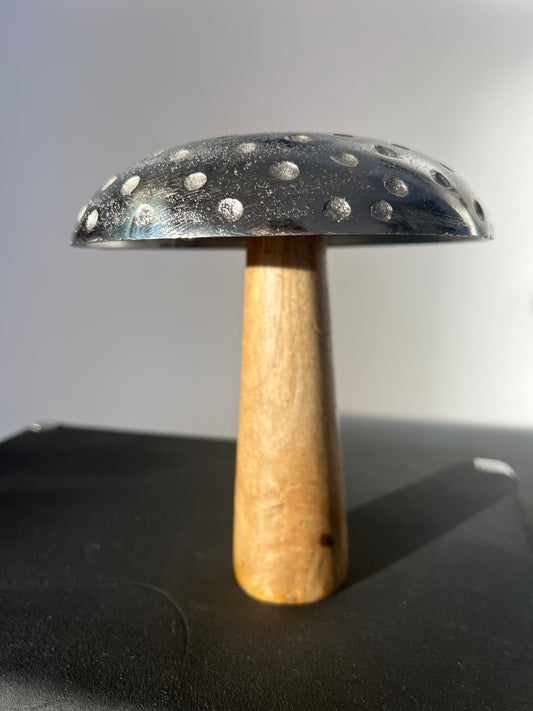 Metal Mushroom Wooden Stem Lg