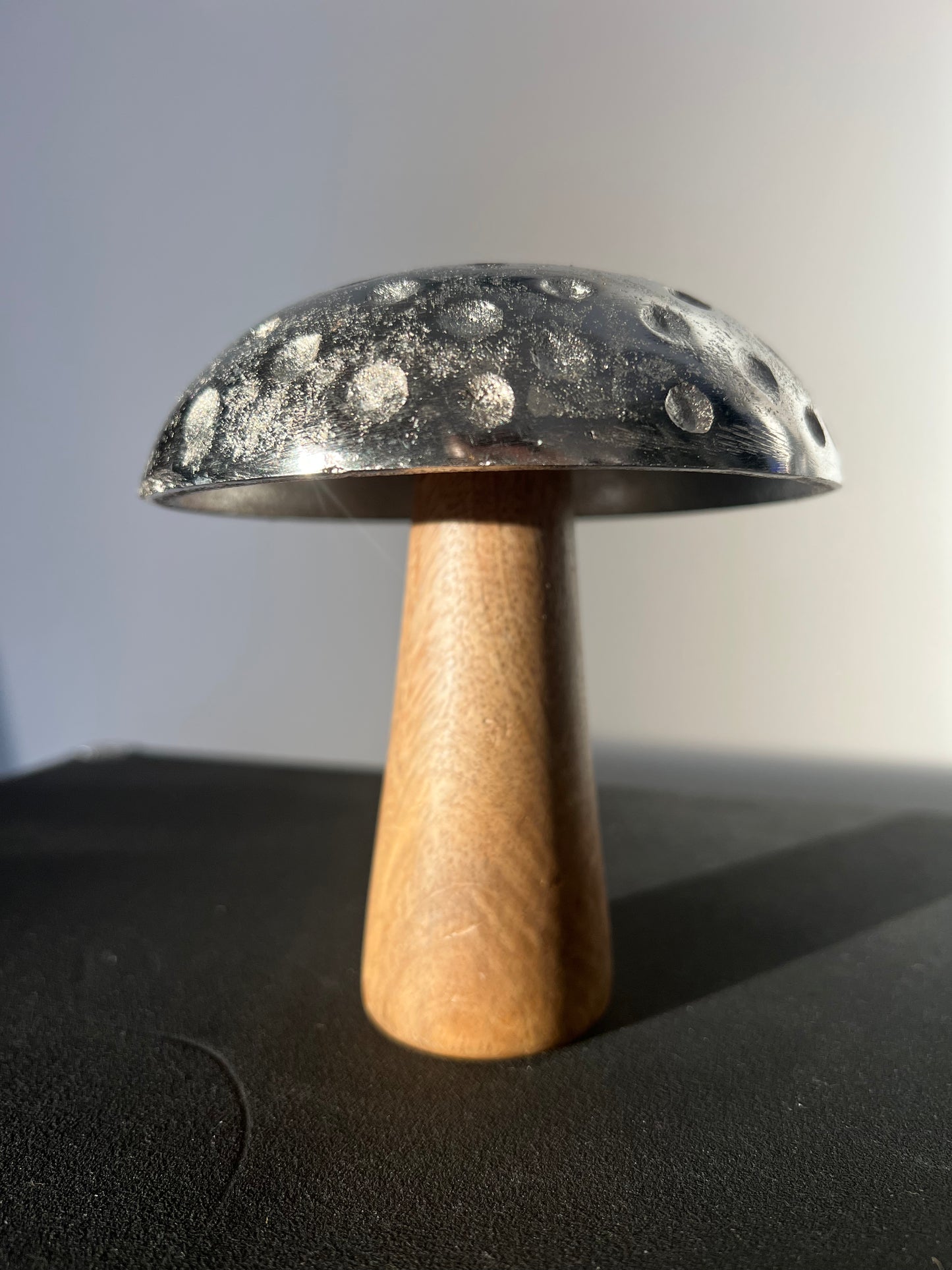 Metal Mushroom Wooden Stem Md