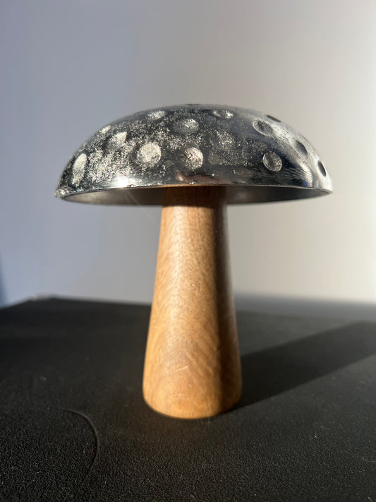 Metal Mushroom Wooden Stem Md