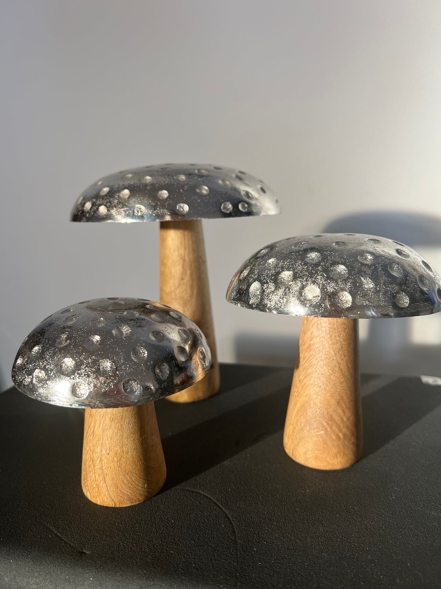Metal Mushroom Wooden Stem Lg