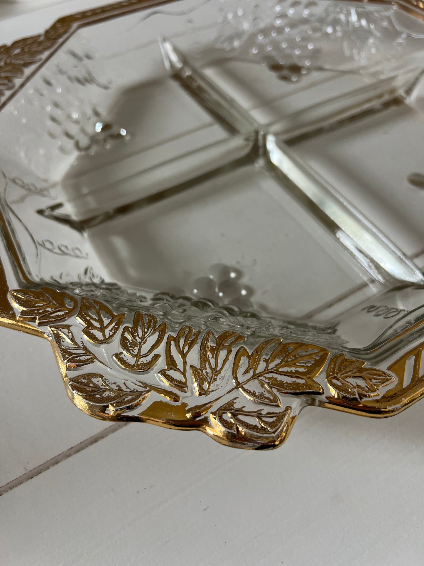 Vintage Glass Dish with Gold Trim