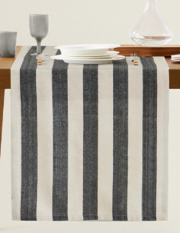 Cotton Wide Stripe Table Runner