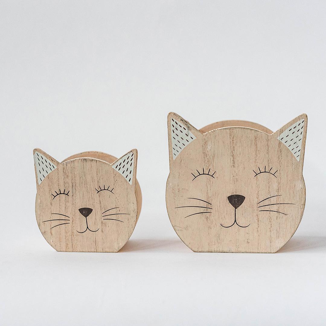 Wooden Cat Boxes - Set of 2