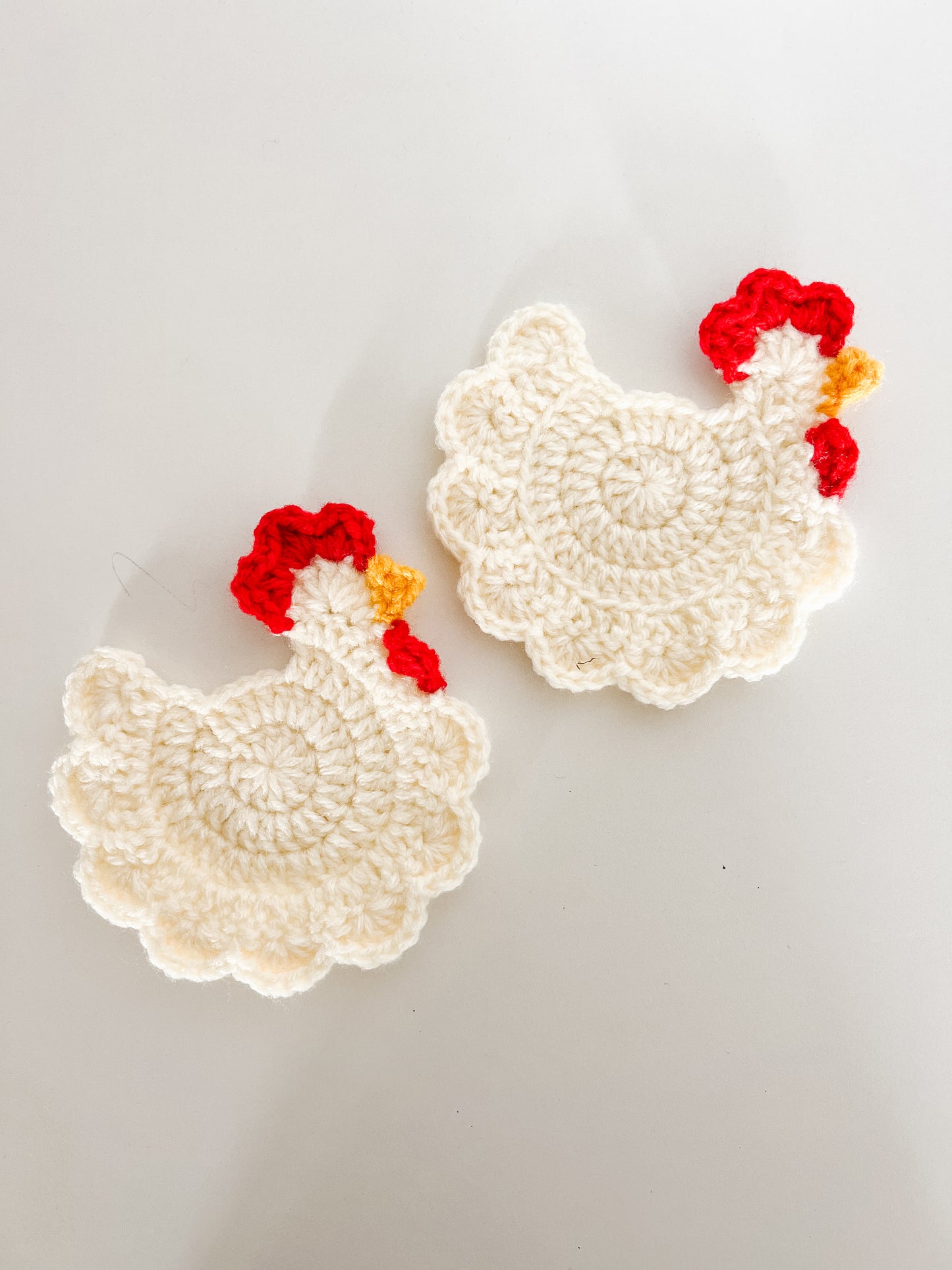 Crocheted Chicken Coasters - Set of Two