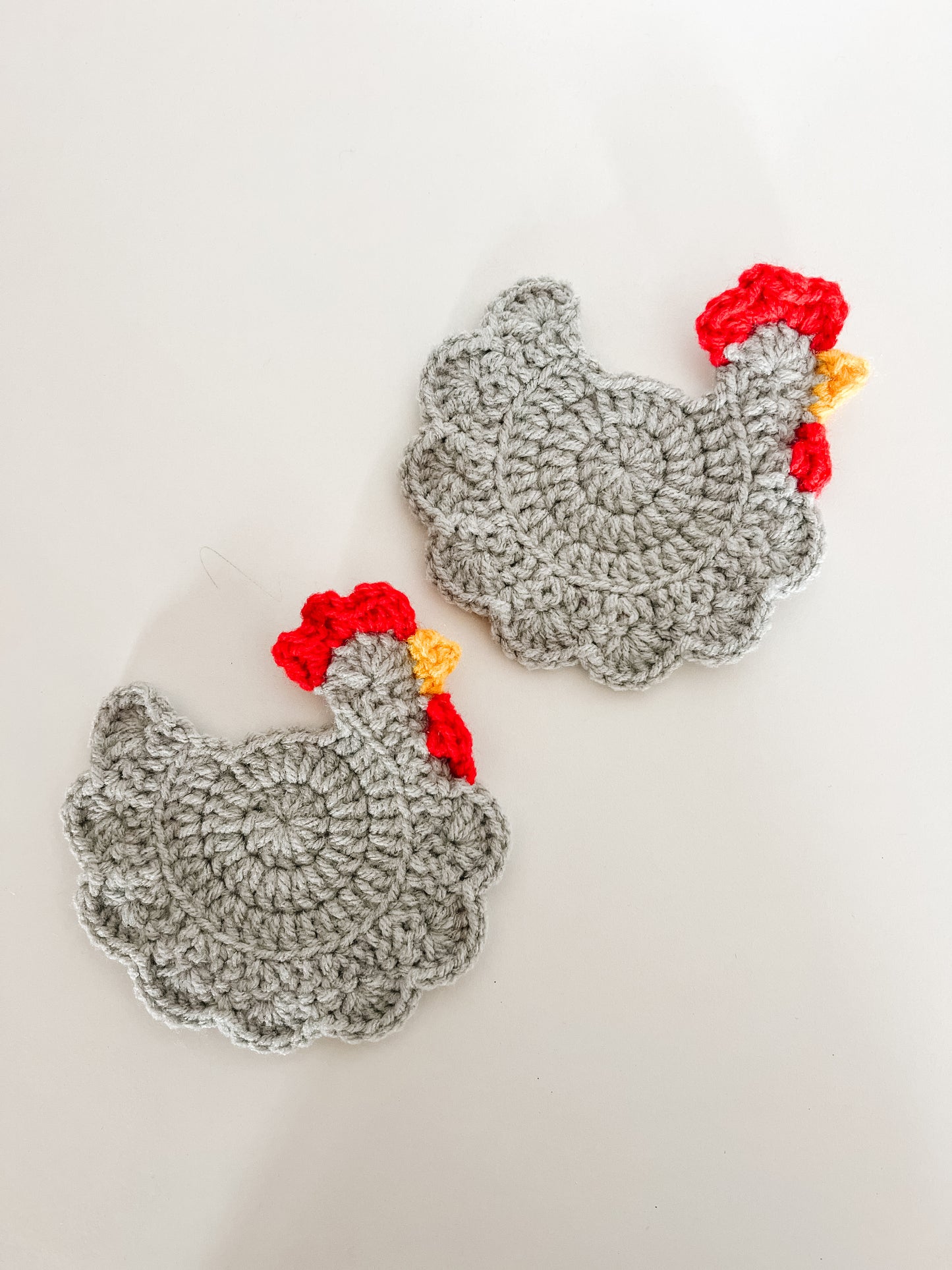 Crocheted Chicken Coasters - Set of Two