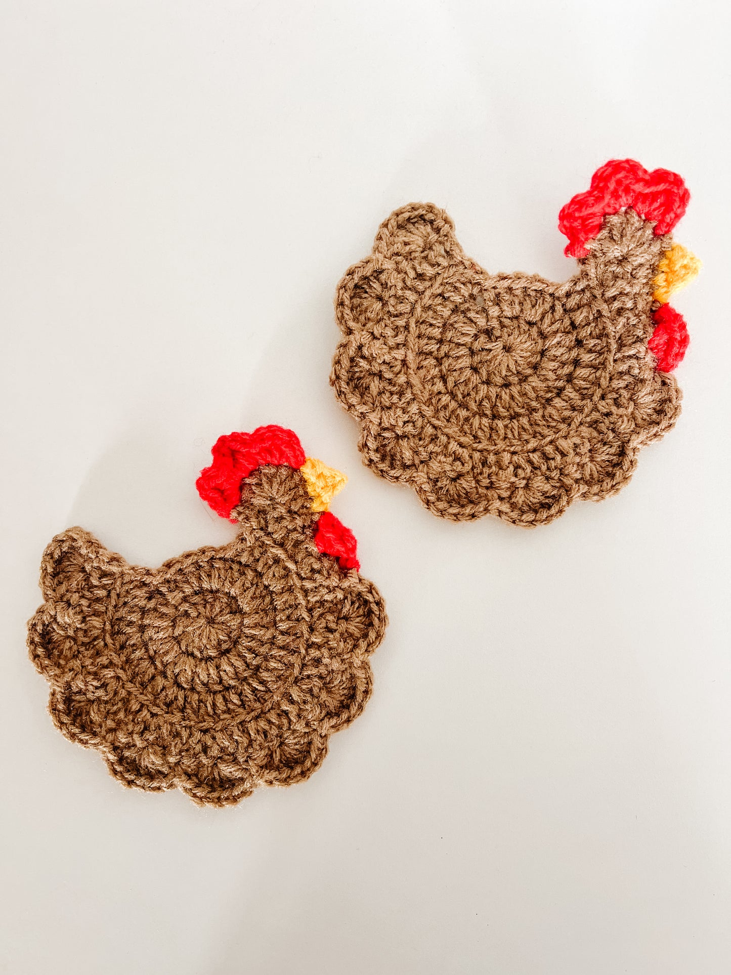 Crocheted Chicken Coasters - Set of Two