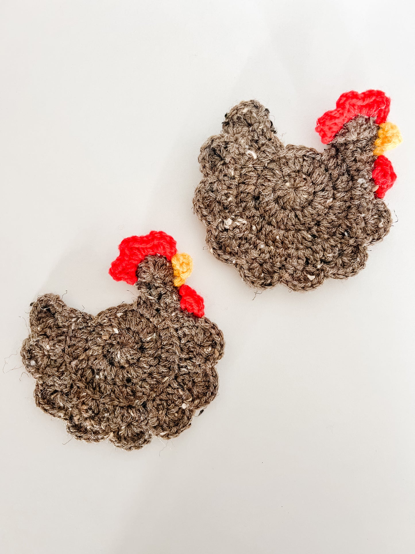 Crocheted Chicken Coasters - Set of Two