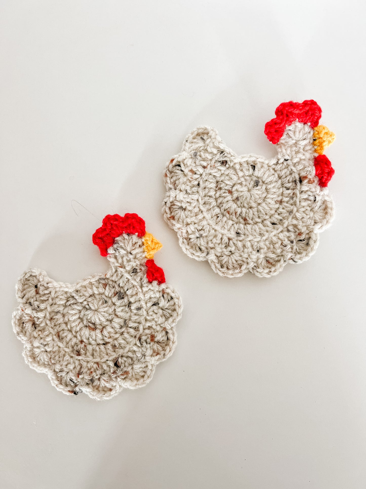 Crocheted Chicken Coasters - Set of Two