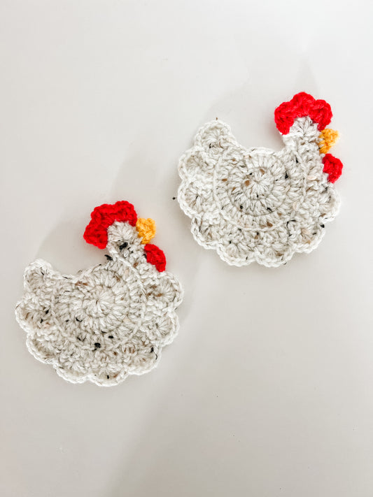 Crocheted Chicken Coasters - Set of Two