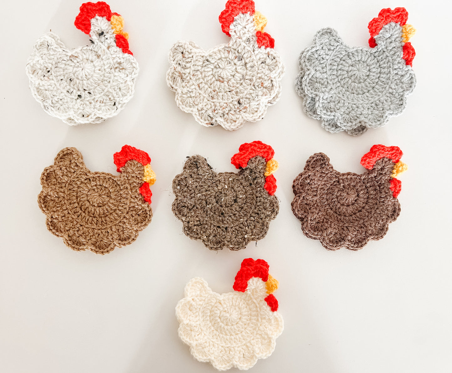 Crocheted Chicken Coasters - Set of Two