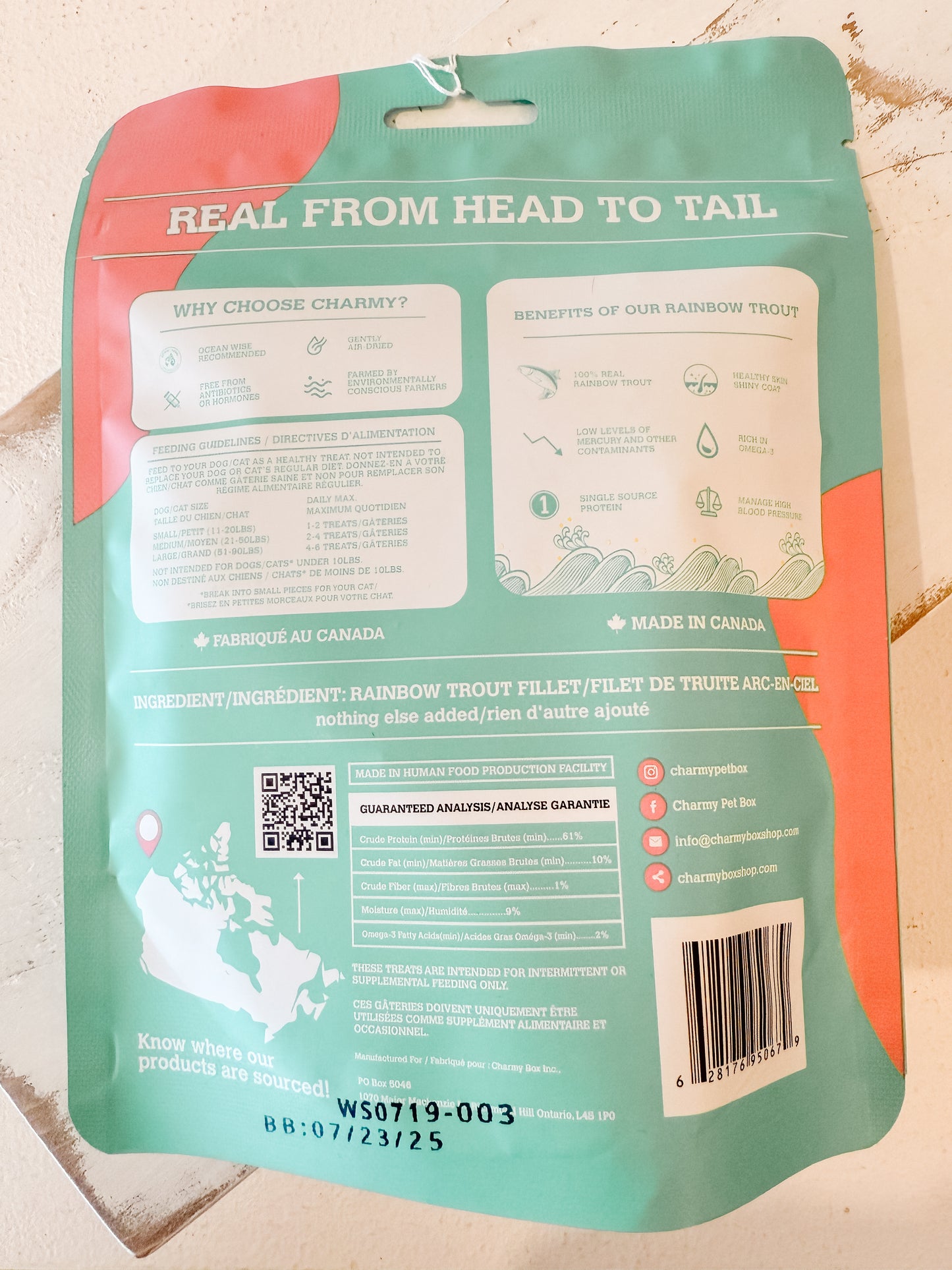 Dog & Cat Treats - Air-Dried Rainbow Trout Fillet