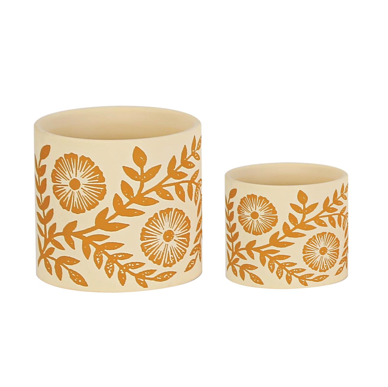 Yellow Flower Pots - Set of 2