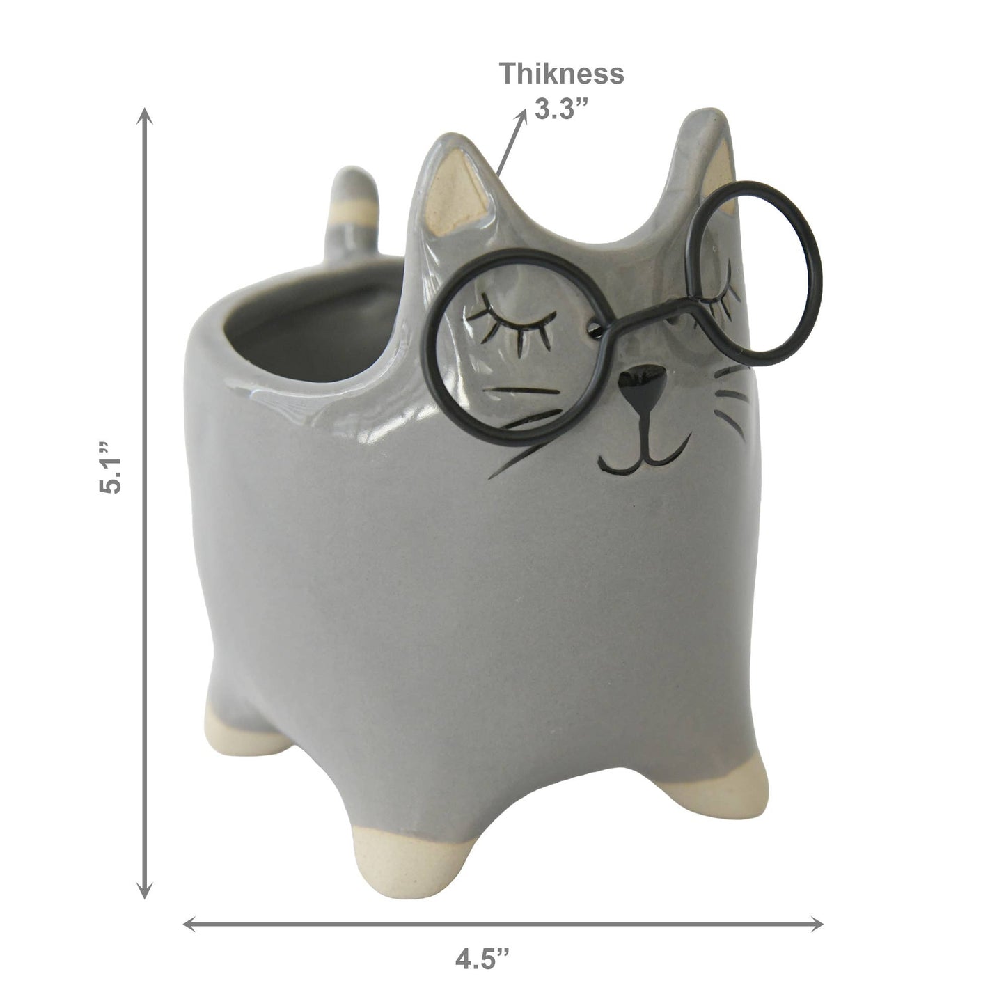 Ceramic Planter - Cat with Glasses