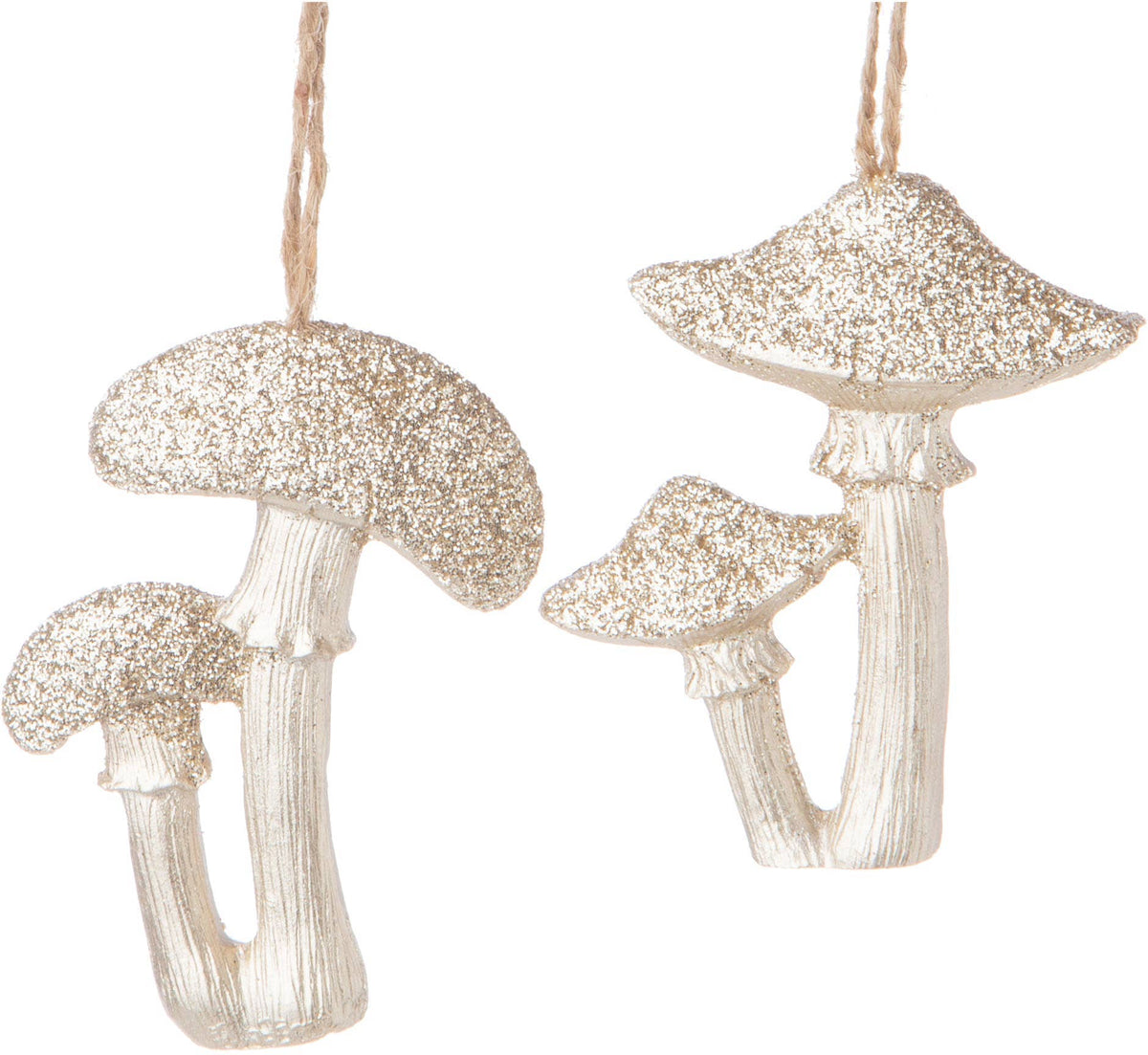 A24619:2 Asst'd champagne mrooms w/ glitter tops,painted