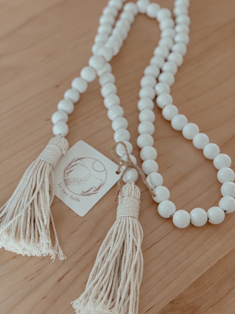 White Wood Bead Garland
