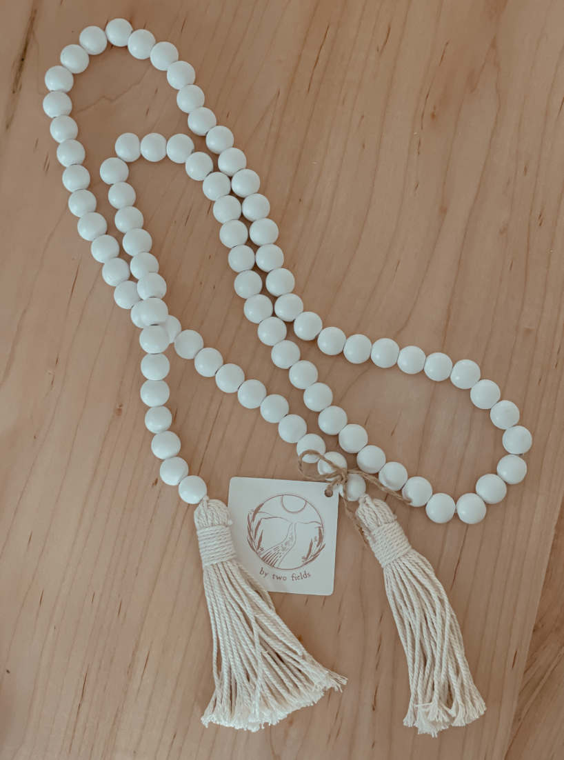 White Wood Bead Garland