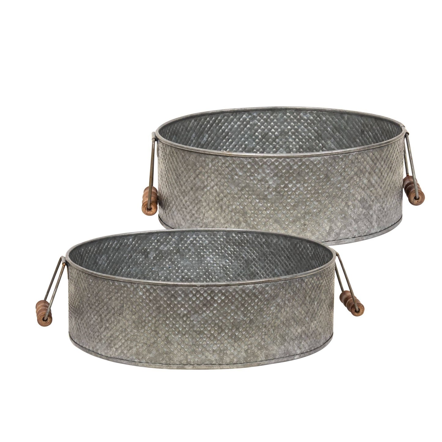 Metal Trays With Wooden Handles (2/Set)
