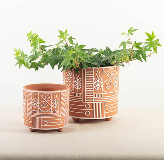 TerraCotta Patterned Flower Pots