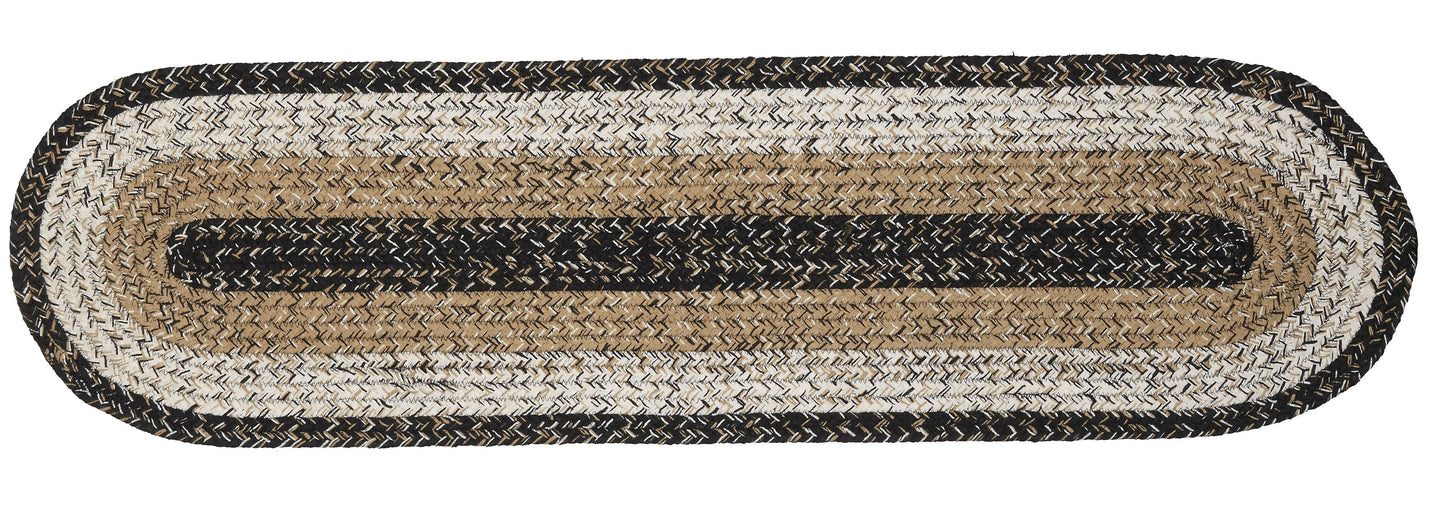 Braided Cotton Table Runner 13"X48" Oval - Black Haze
