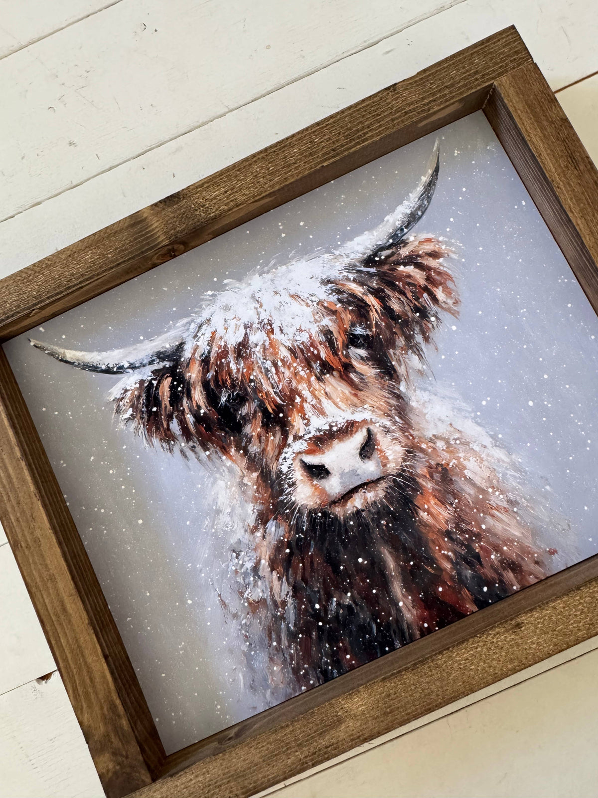 Winter highland cow print: Dark Walnut / 17x13
