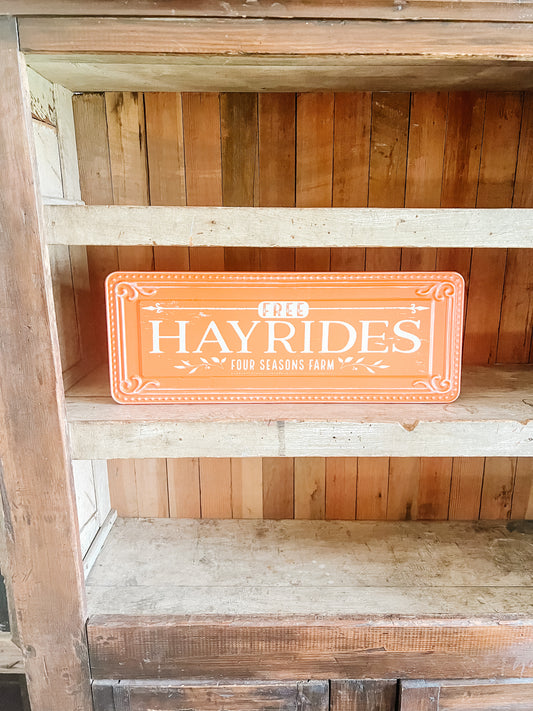 Hayrides Metal Sign